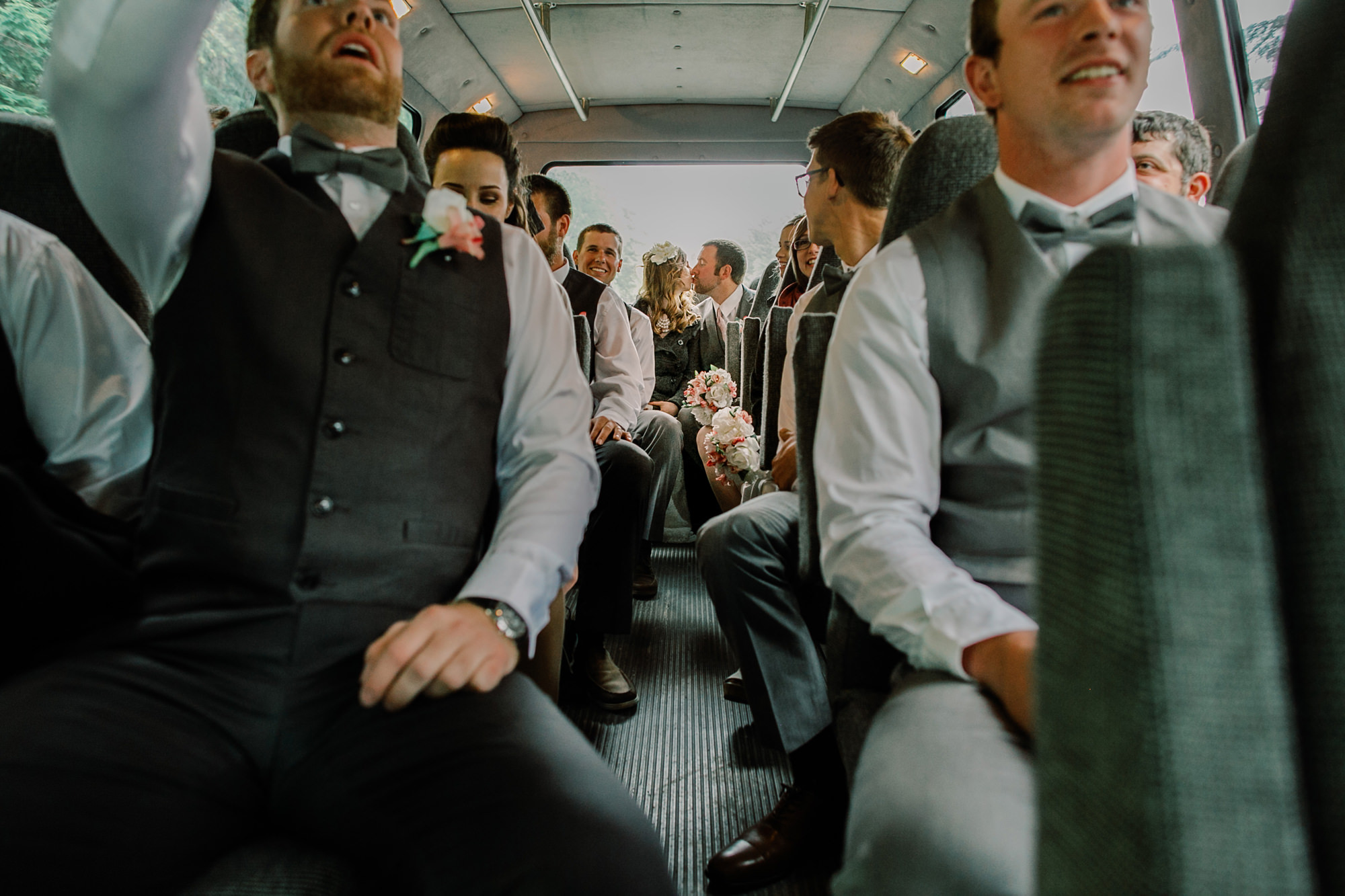 A short bus ride to the wedding ceremony
