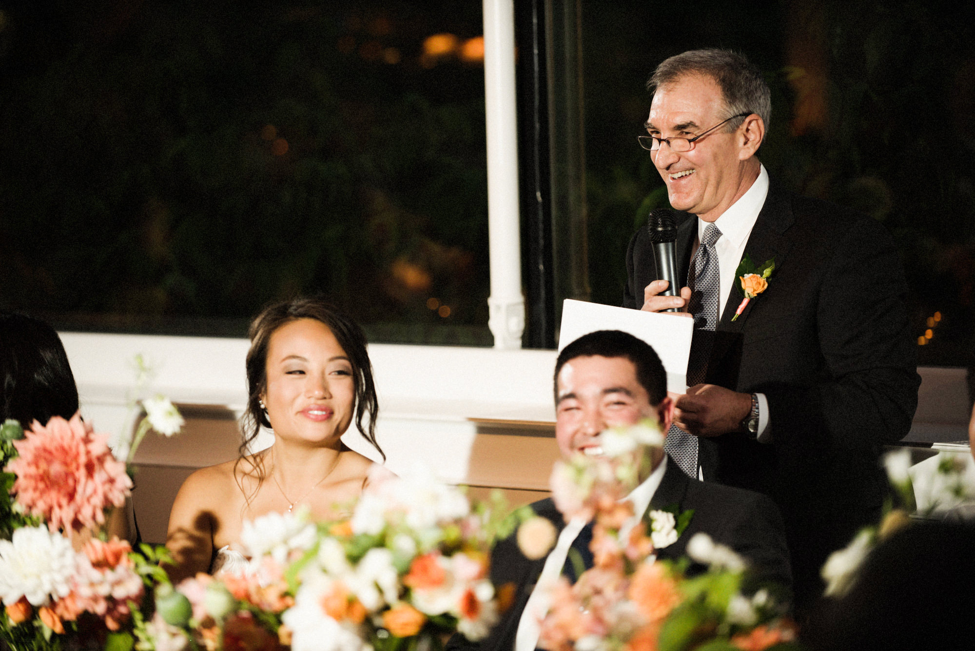 Jeremy's dad toasts the happy couple
