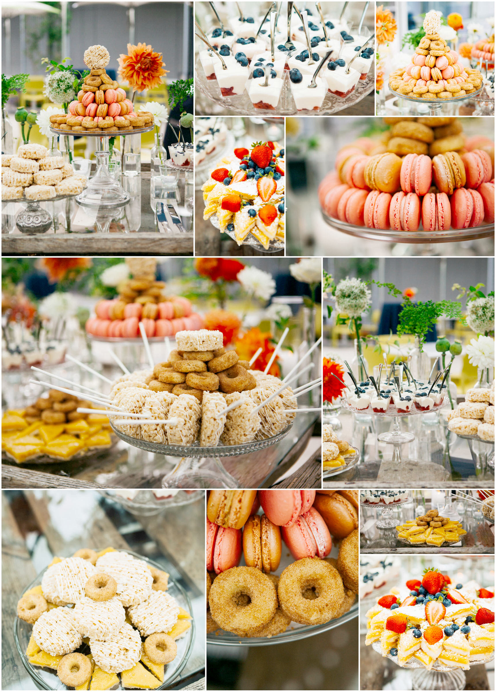 The beautiful dessert spread at Amy and Jeremy's wedding at Chihuly Garden and Glass