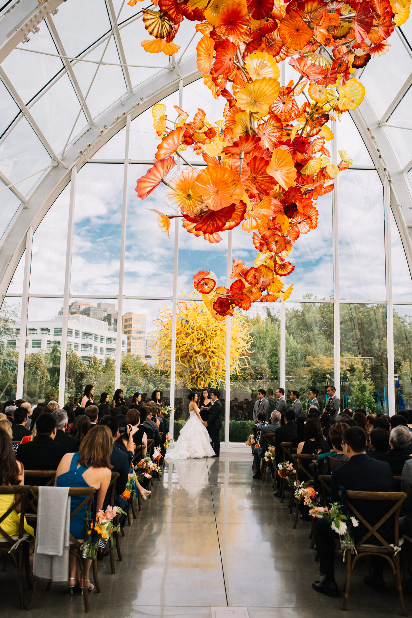 Amy and Jeremy's wedding ceremony at Chihuly Garden and Glass