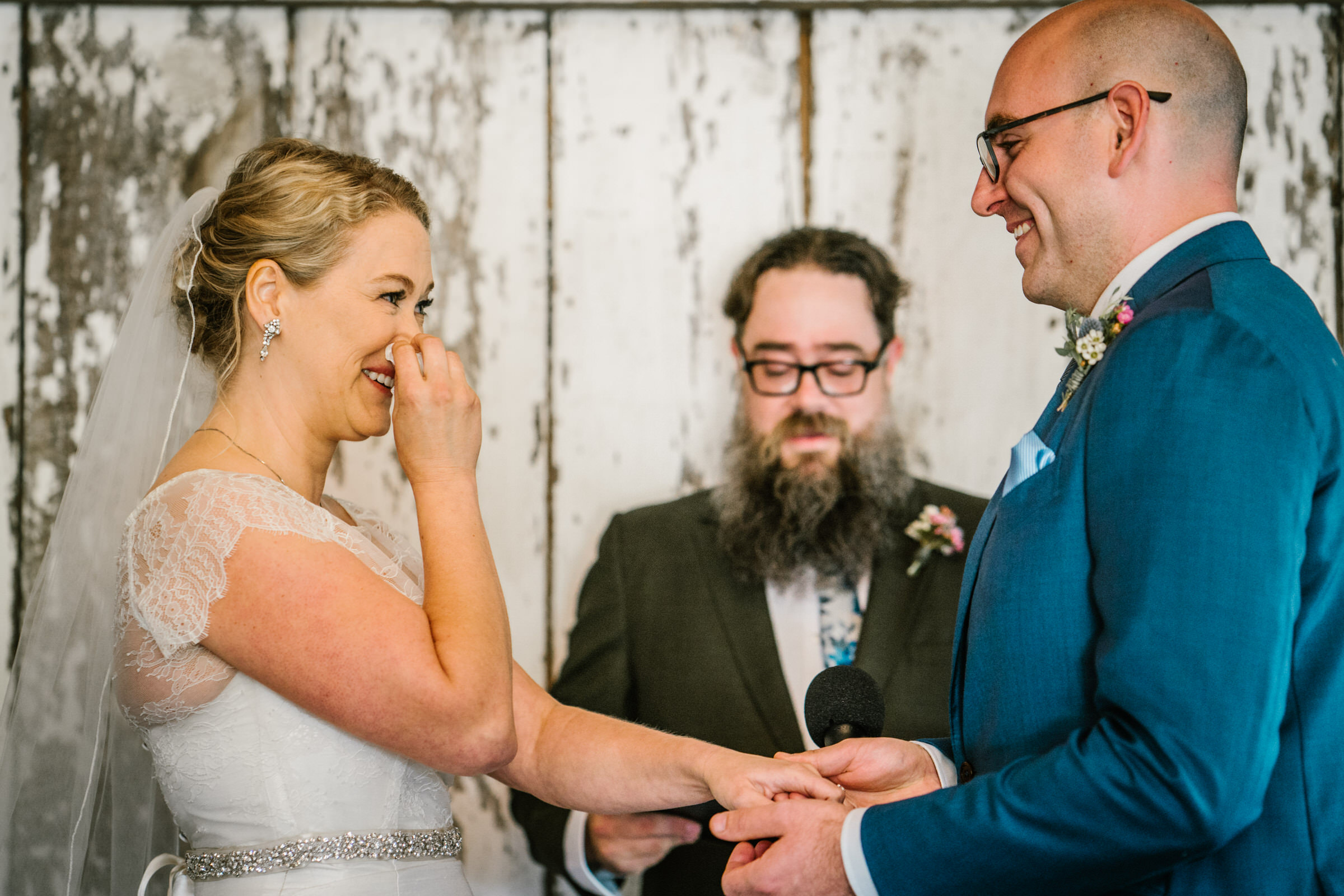 Wayfarer Whidbey Island Wedding: Sara tears up at her vows