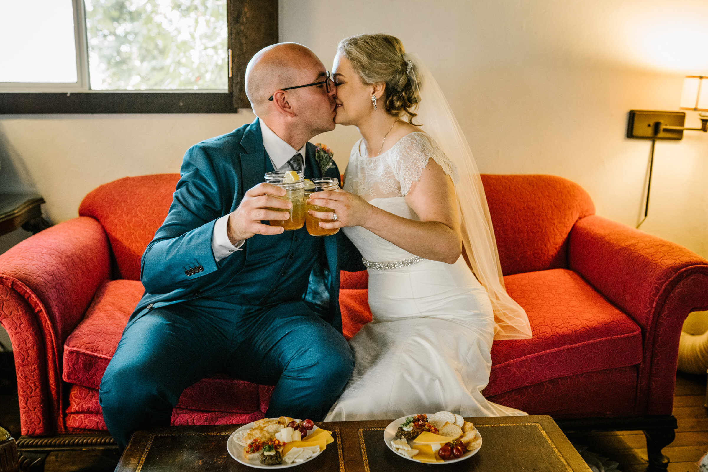 Wayfarer Whidbey Island Wedding: Sara and Joe drink to their nuptials