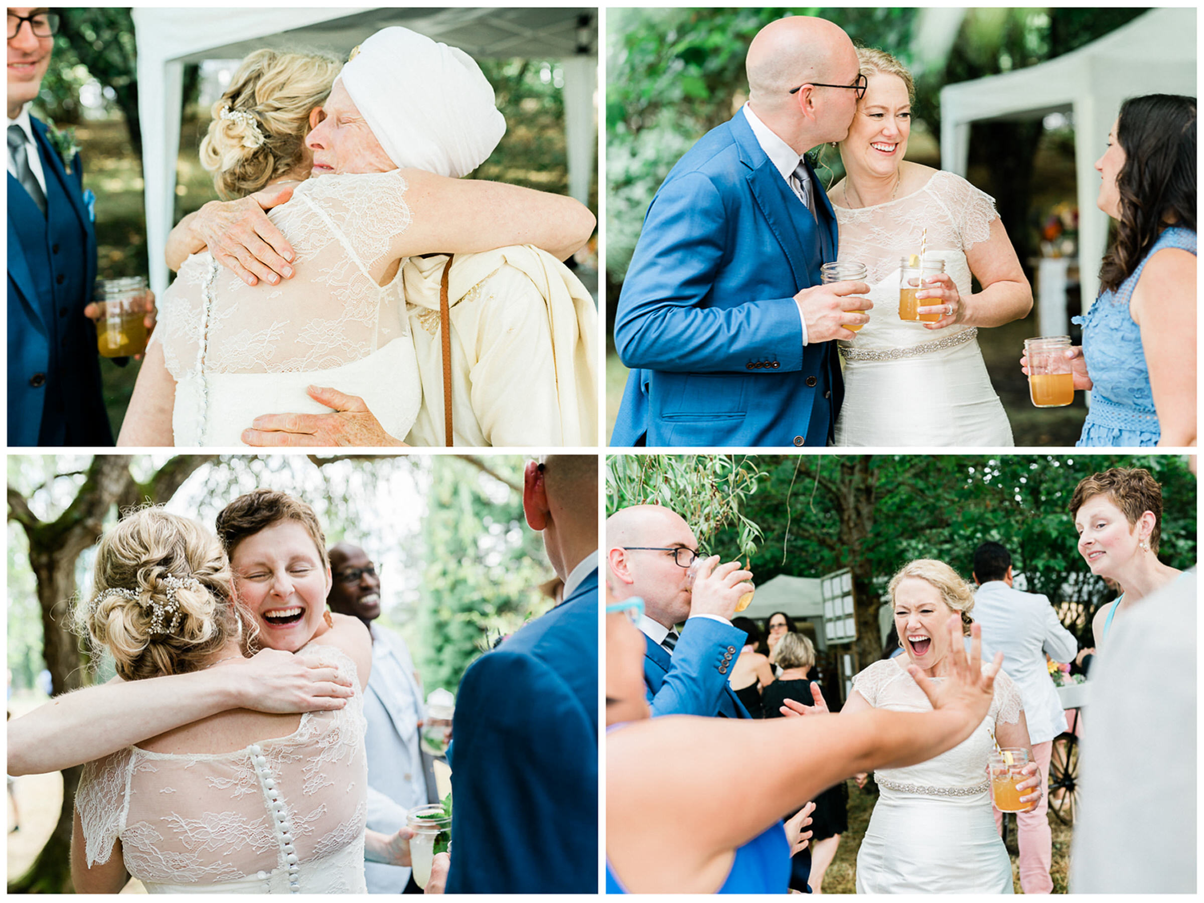 Wayfarer Whidbey Island Wedding: Bride and groom mingle with their reception guests