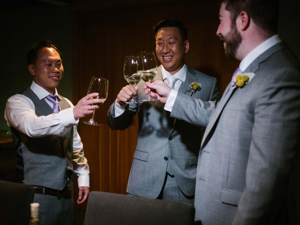 Frank and his guys get ready in the barrel room of Novelty-Hill Januik