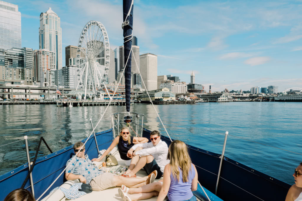 Seattle wedding photographer Jenn Tai: Pre-rehearsal dinner sail on the Puget Sound