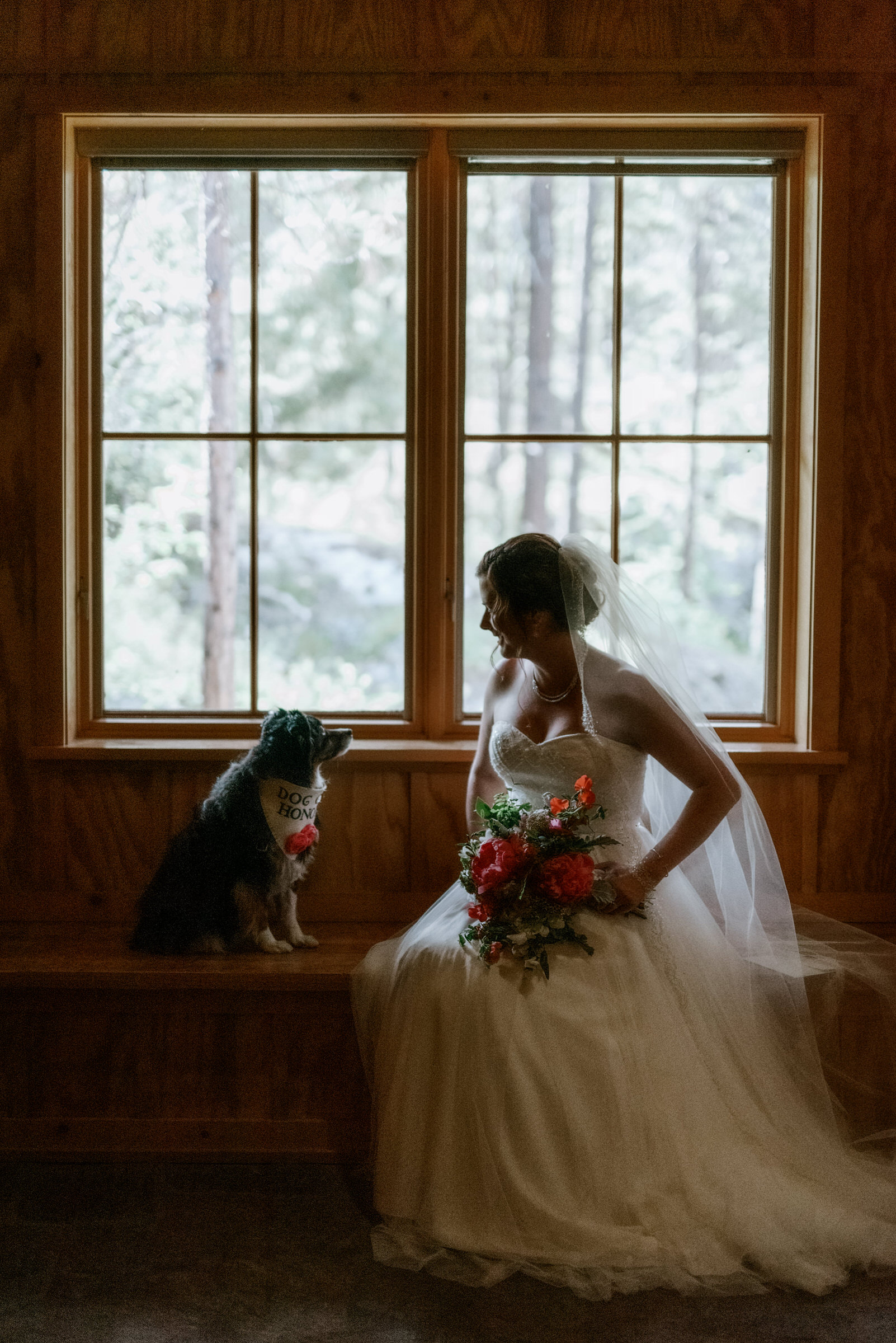 Sleeping Lady Resort weddings: Bride Kristen and her dog Ellie