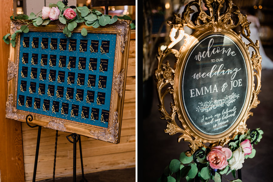 Beautiful romantic signage for Emma and Joes wedding