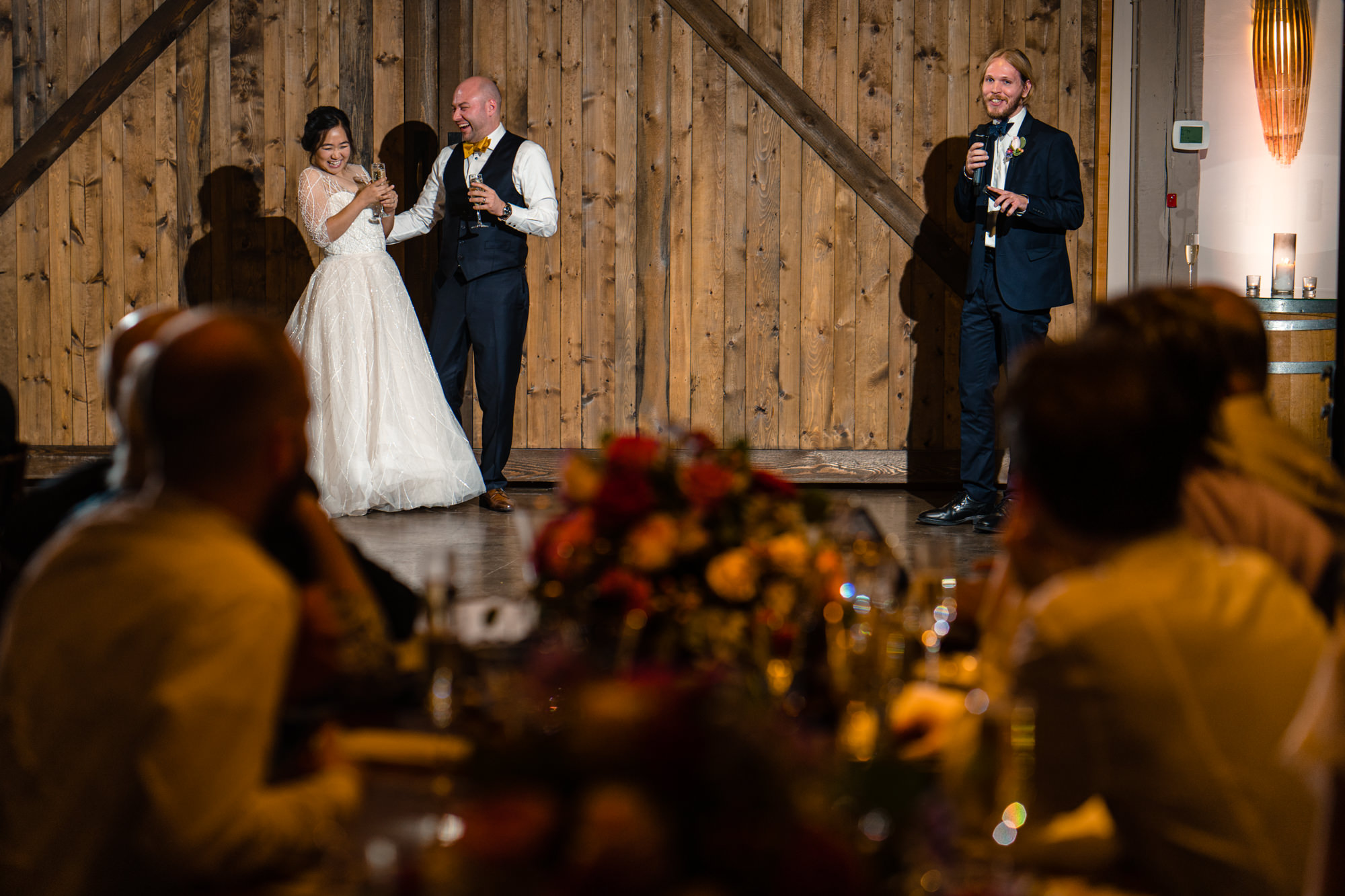 The best man delivers his toast to the bride and groom