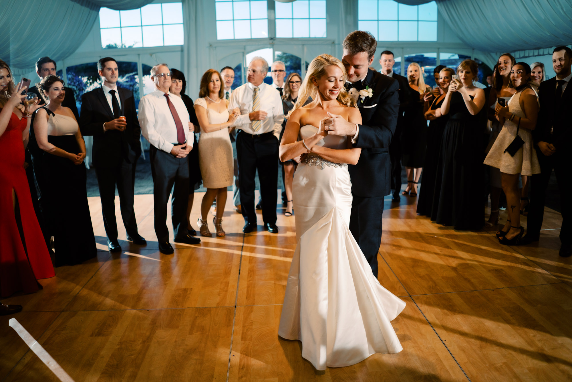 Mary and Chris' first dance at the Pickwick Terrace Newcastle Golf Club
