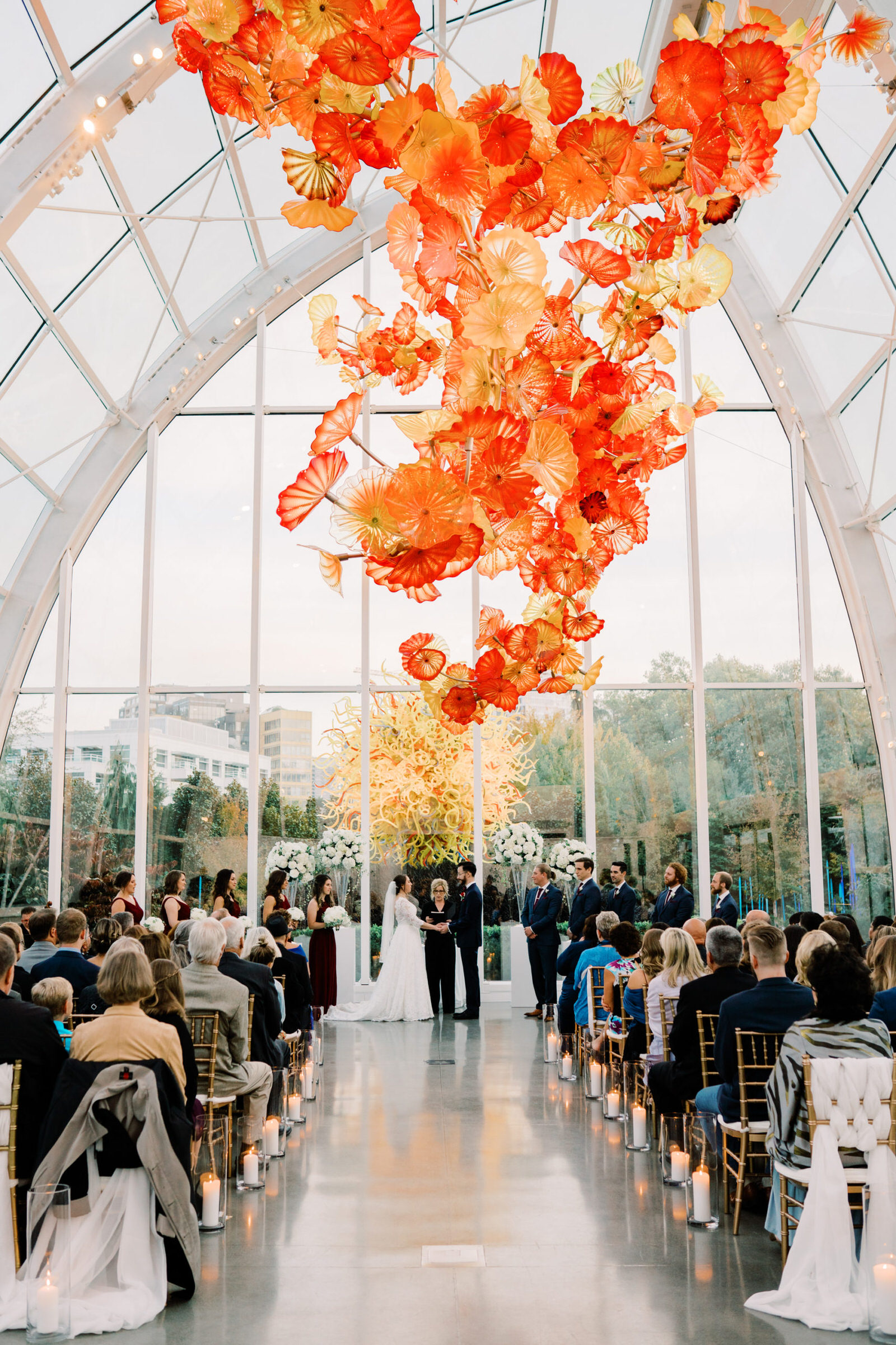 Lauren and Kyle's wedding ceremony at the Chihuly Garden and Glass