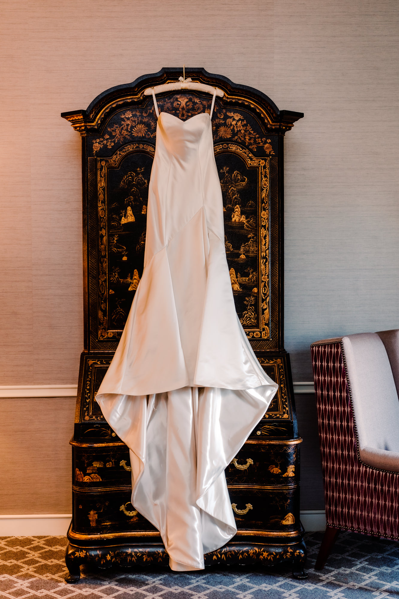 Mary's silk wedding gown