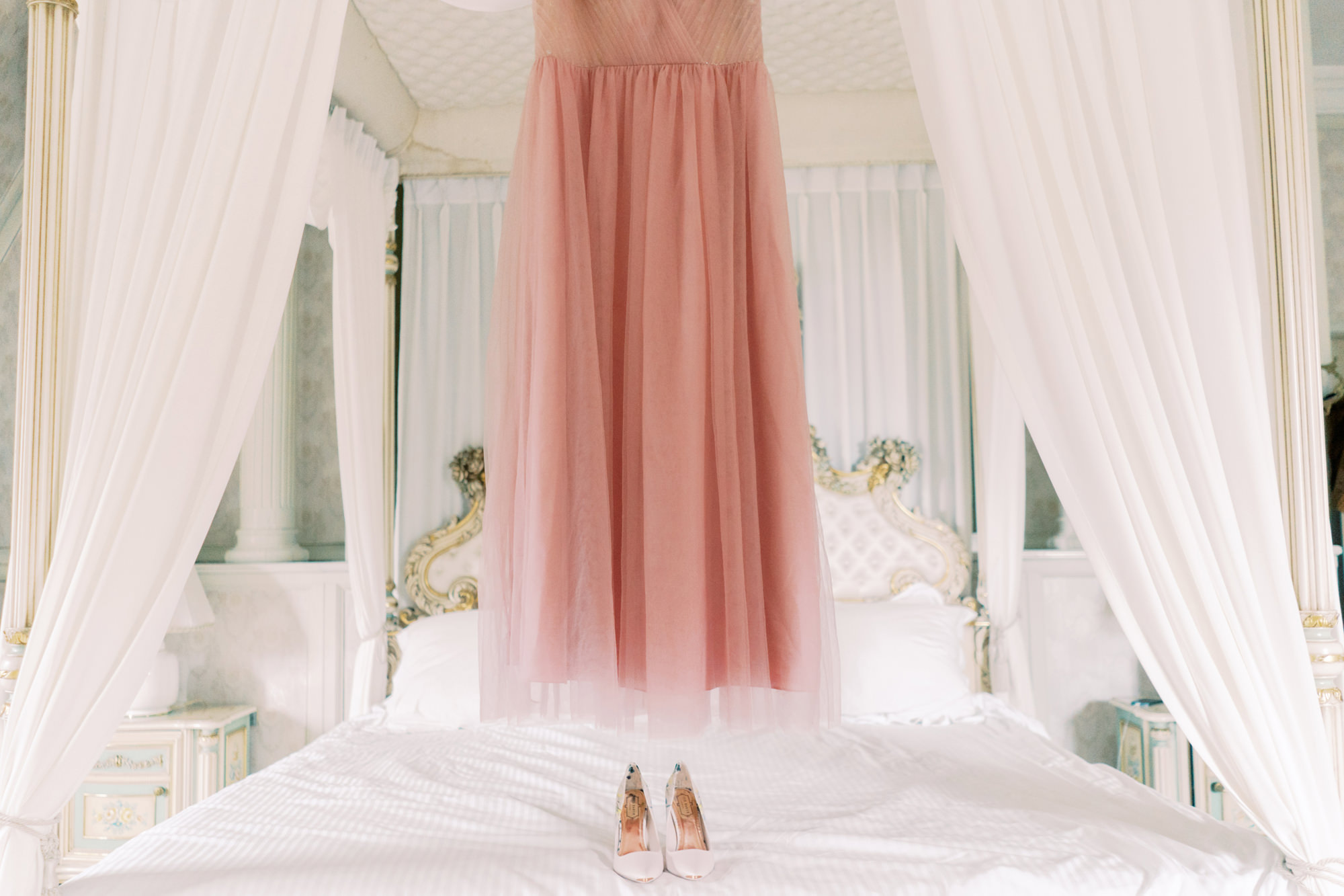Nadira's gown and shoes. This lovely blush tulle gown is from Etsy!
