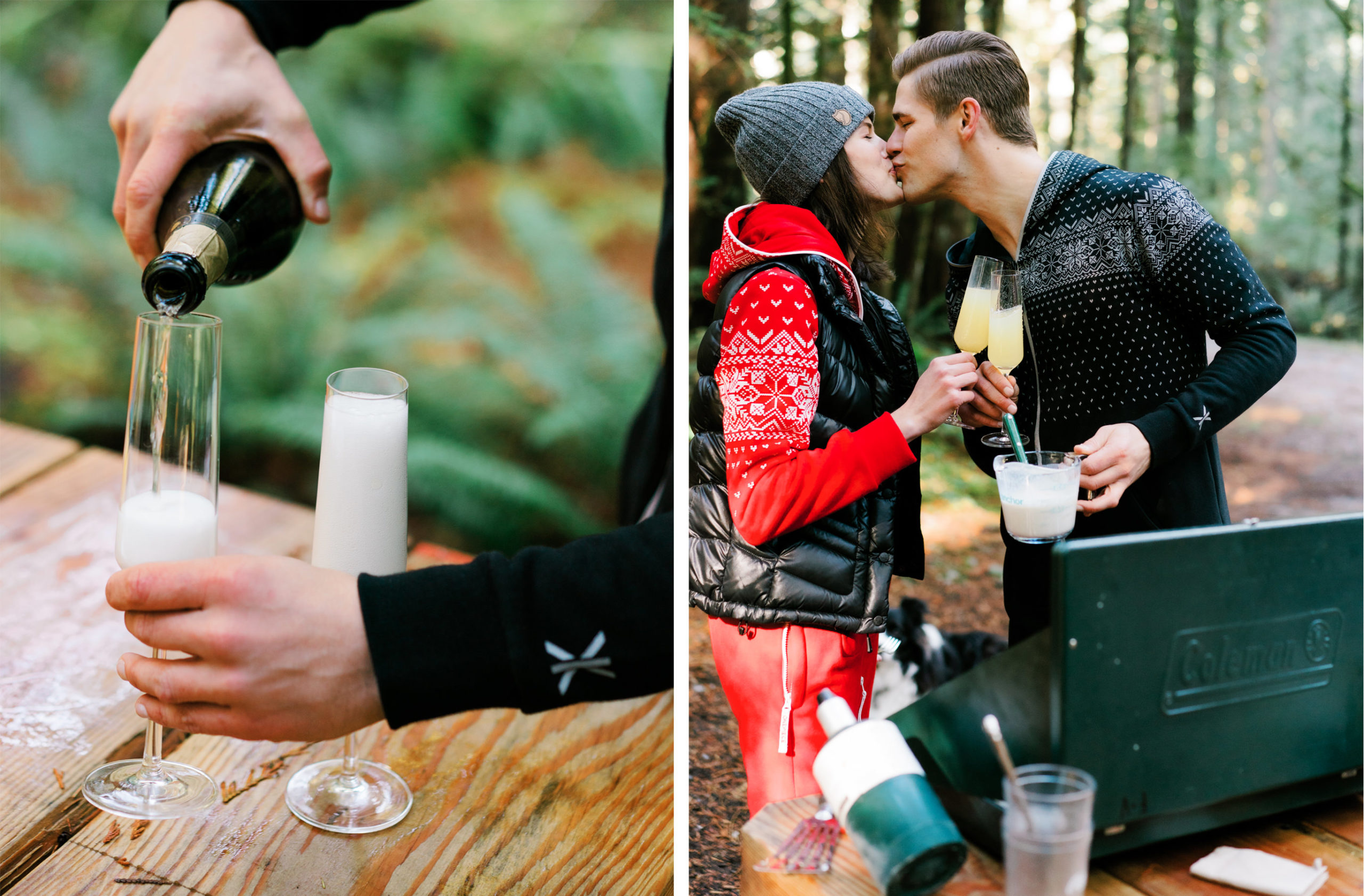 Seattle engagement photographer: Champagne to start the day off? Yes please!