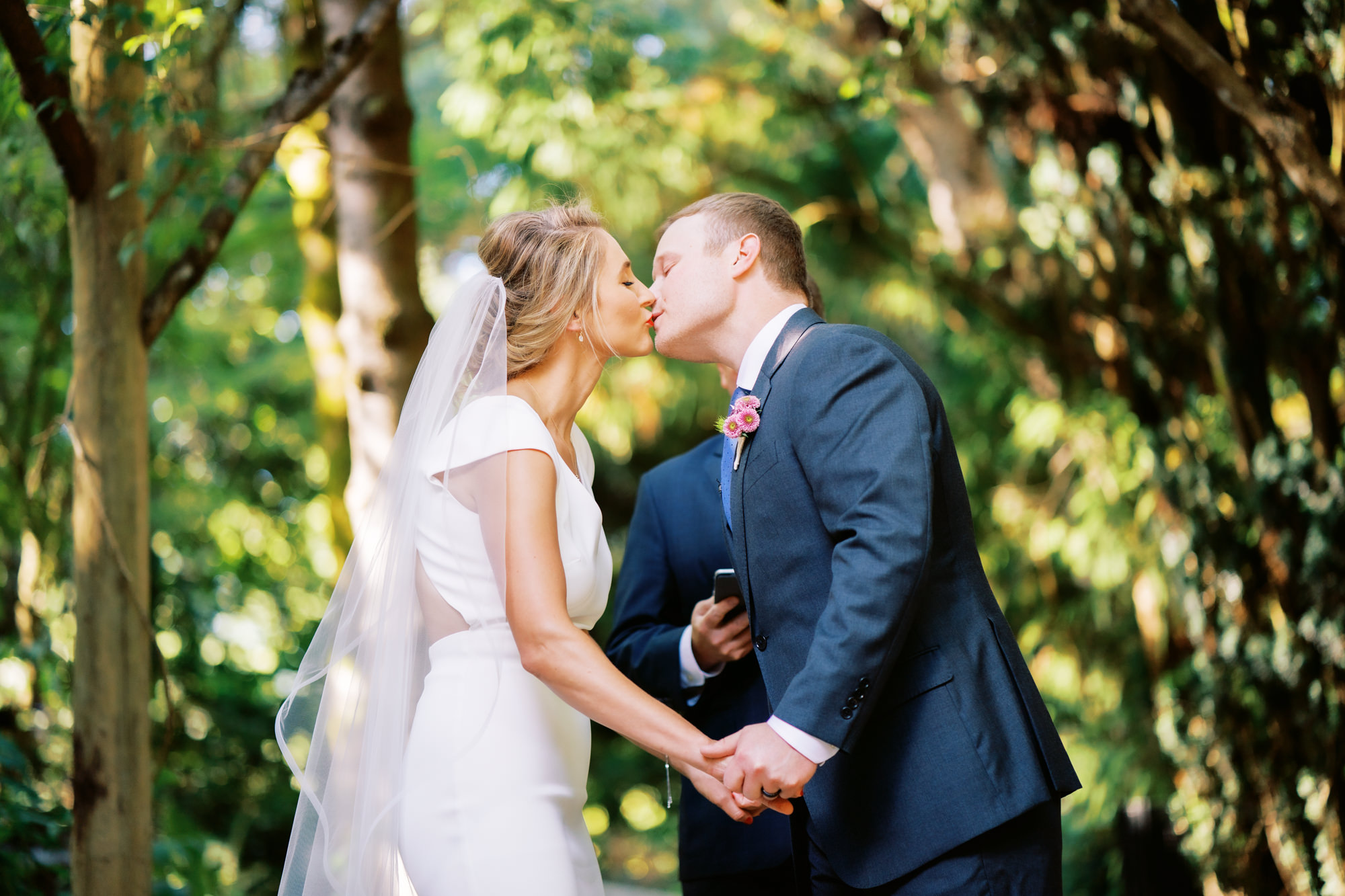 JM Cellars Wedding: Kayley and Brian's first kiss