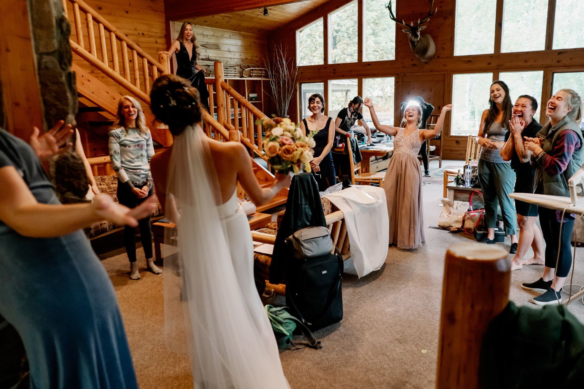 Mountain Springs Lodge weddings: Veronica's bridesmaids react to seeing her in her gown
