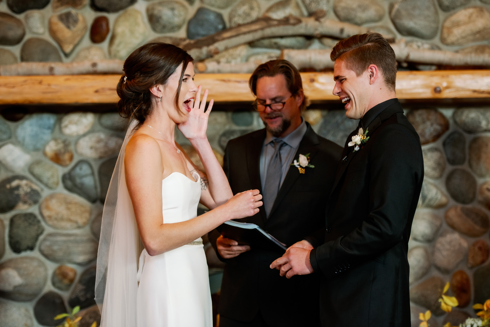 Mountain Springs Lodge weddings: Fletcher and Veronica during their ceremony