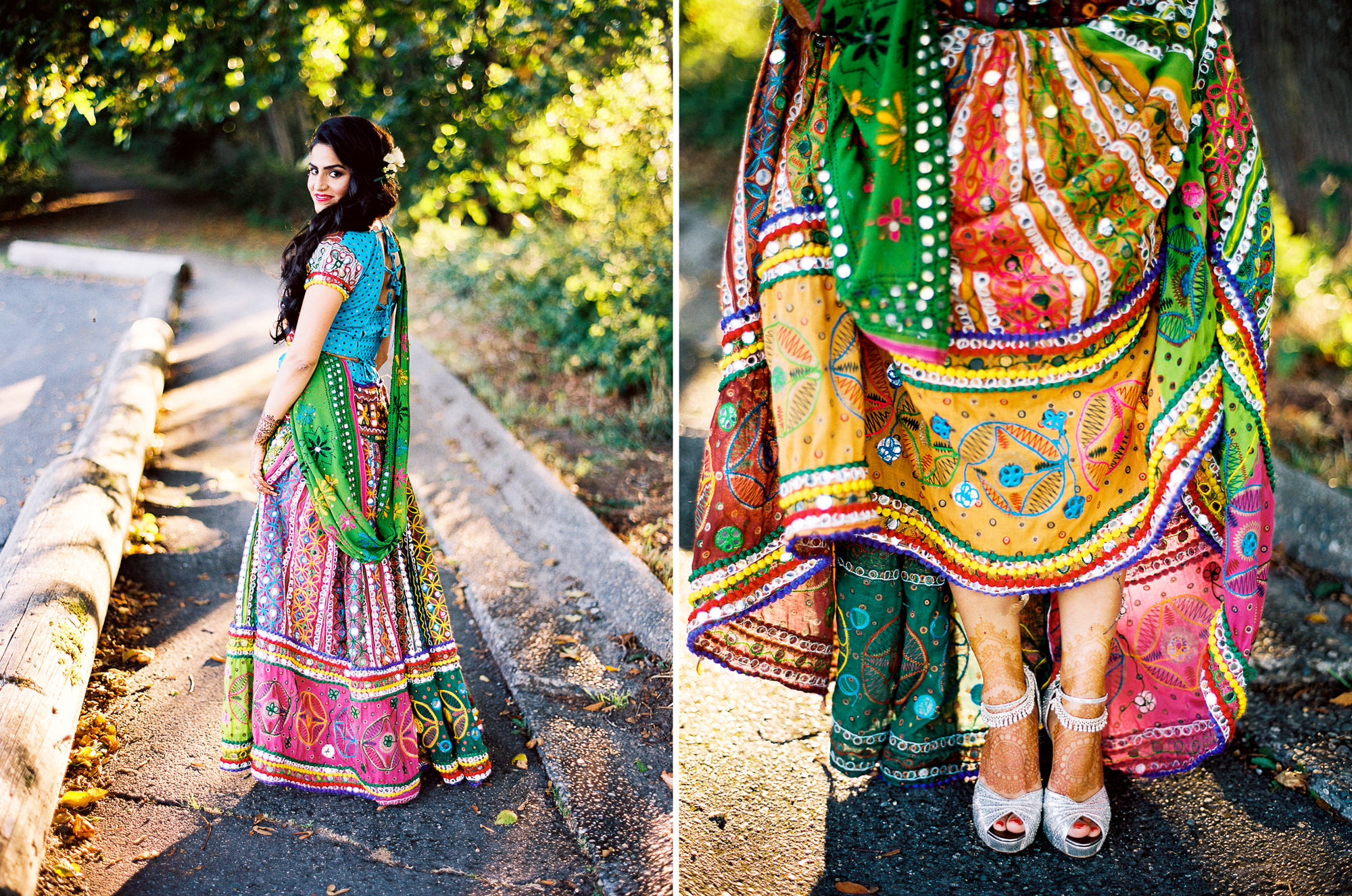 Seattle Indian Weddings: Ateqah's colorful lehenga for her mehndi celebration
