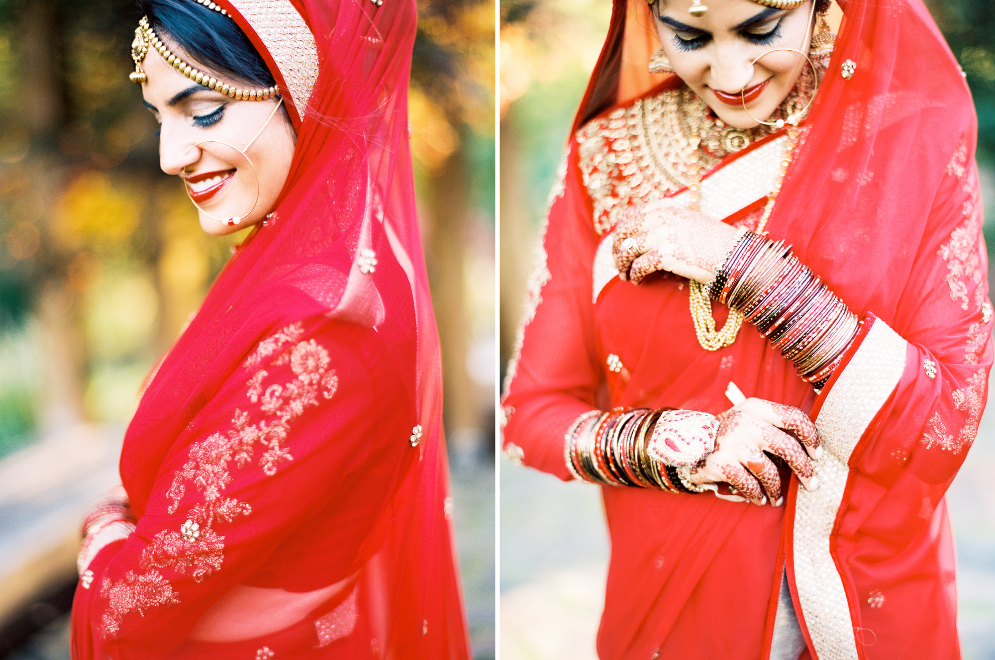 Ateqah in red and gold saree