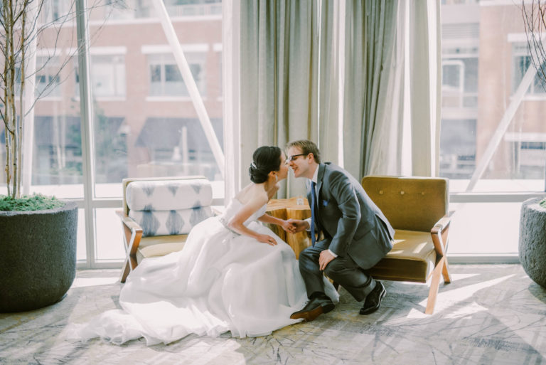 Gloria and Chris' wedding portraits at the Pan Pacific Hotel Seattle