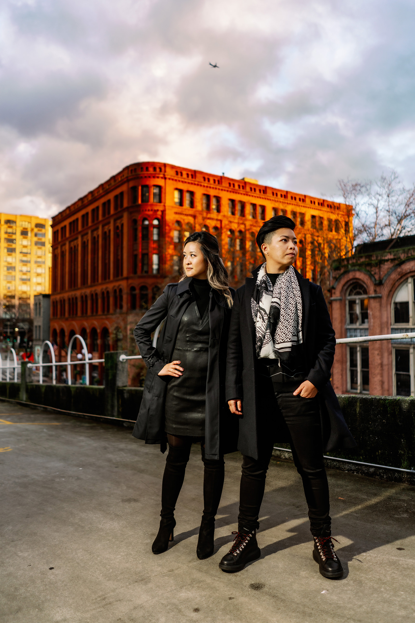 Seattle engagement photos downtown Pioneer Square Shipwreck parking garage