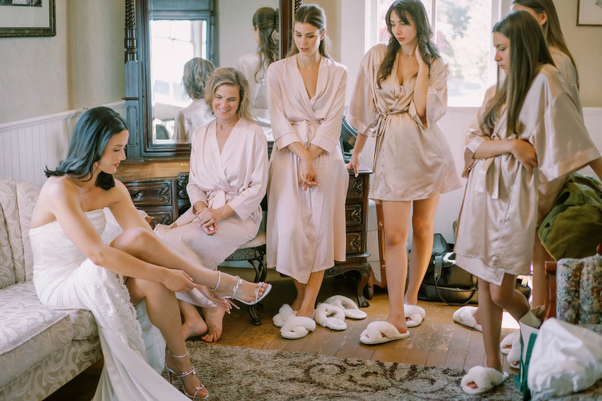 Alexa's bridal party watches her get ready