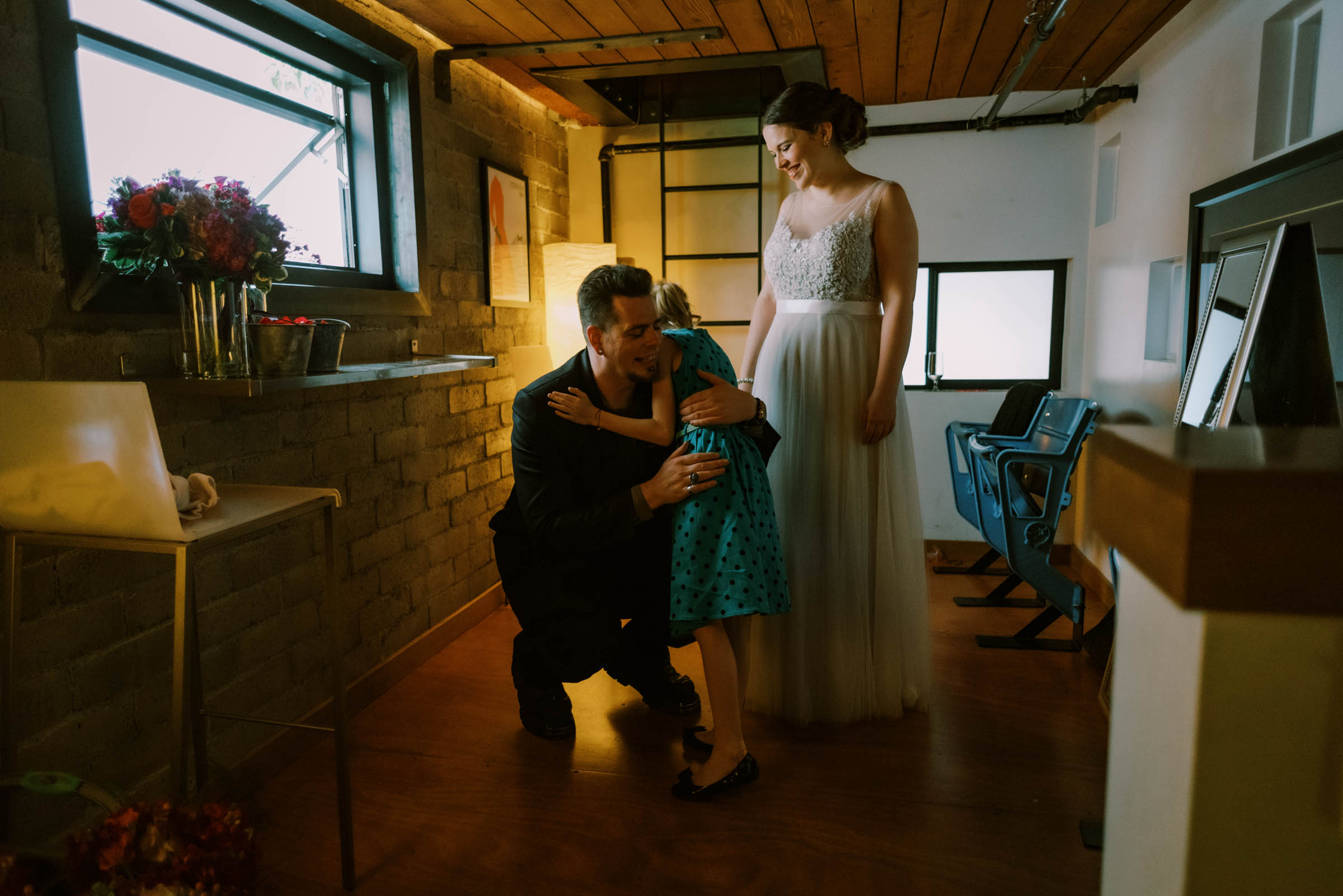 Family first look at Katie and Dom's wedding at Within Sodo, Seattle