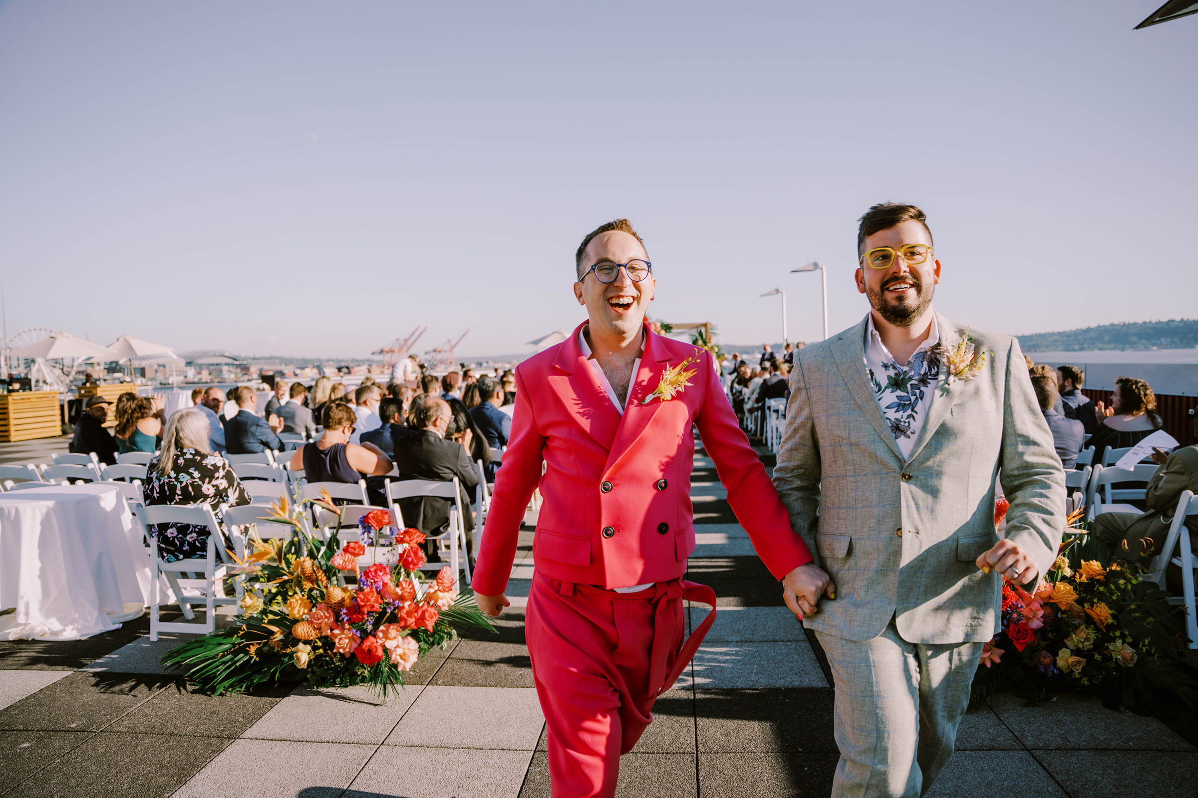 Dustin and Joey married at their Bell Harbor Conference Center rooftop wedding, summer 2022