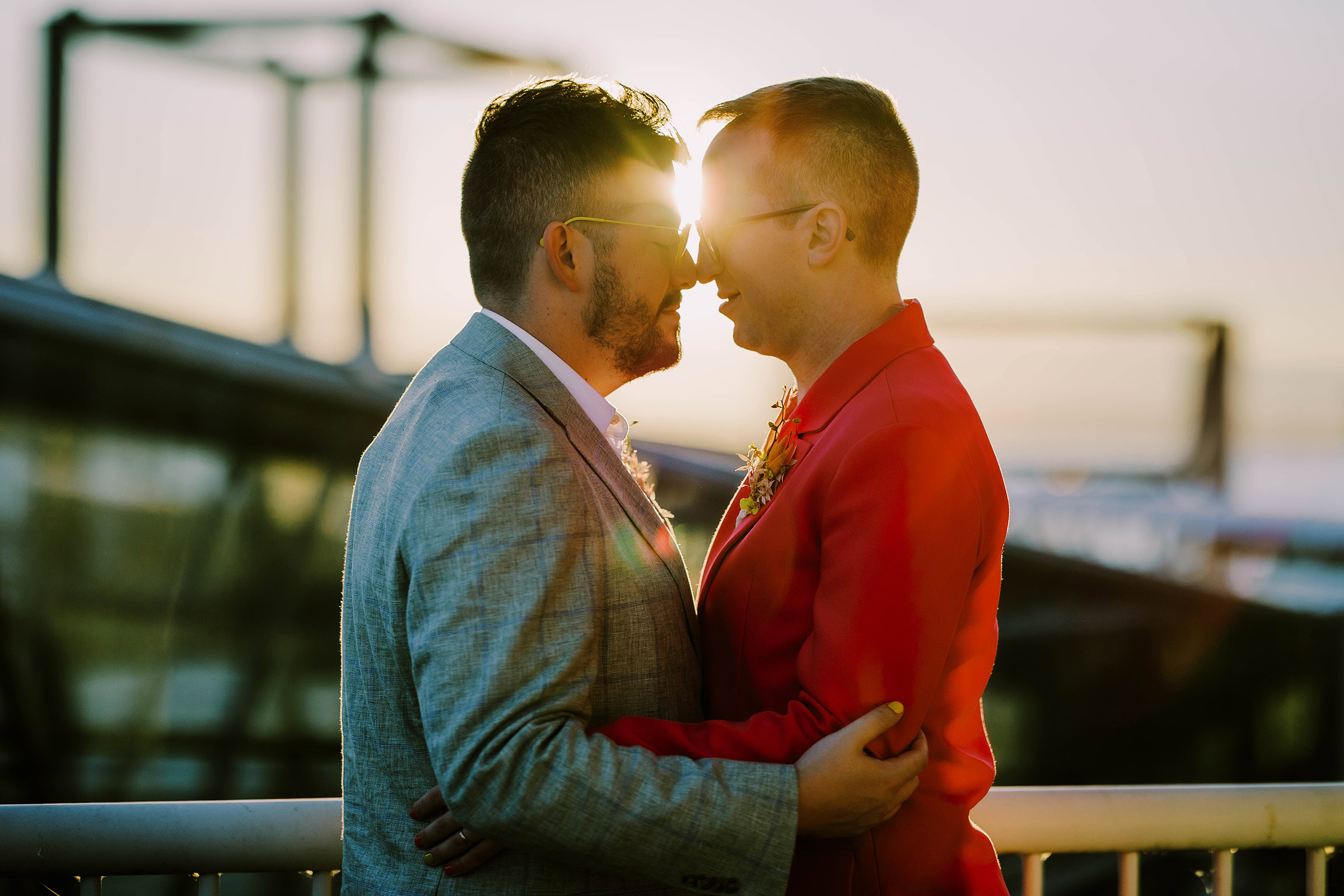 Joey and Dustin wedding photos at the Bell Harbor Conference Center rooftop in Seattle, summer 2022