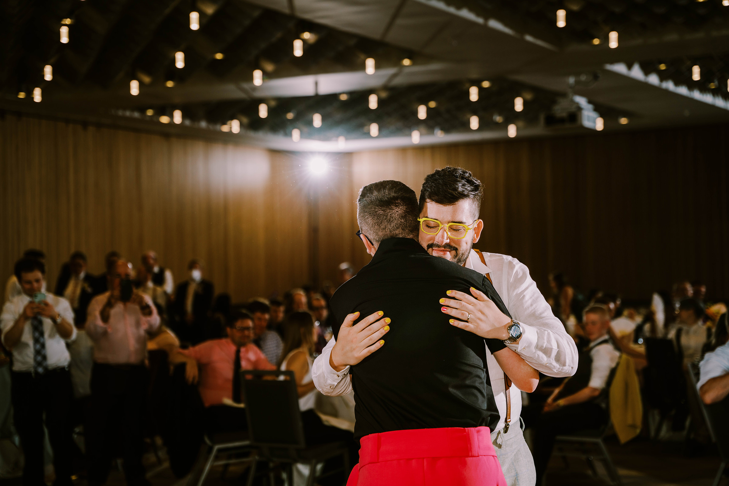 Joey and Dustin's first dance at their wedding reception at Bell Harbor Conference Center, summer 2022