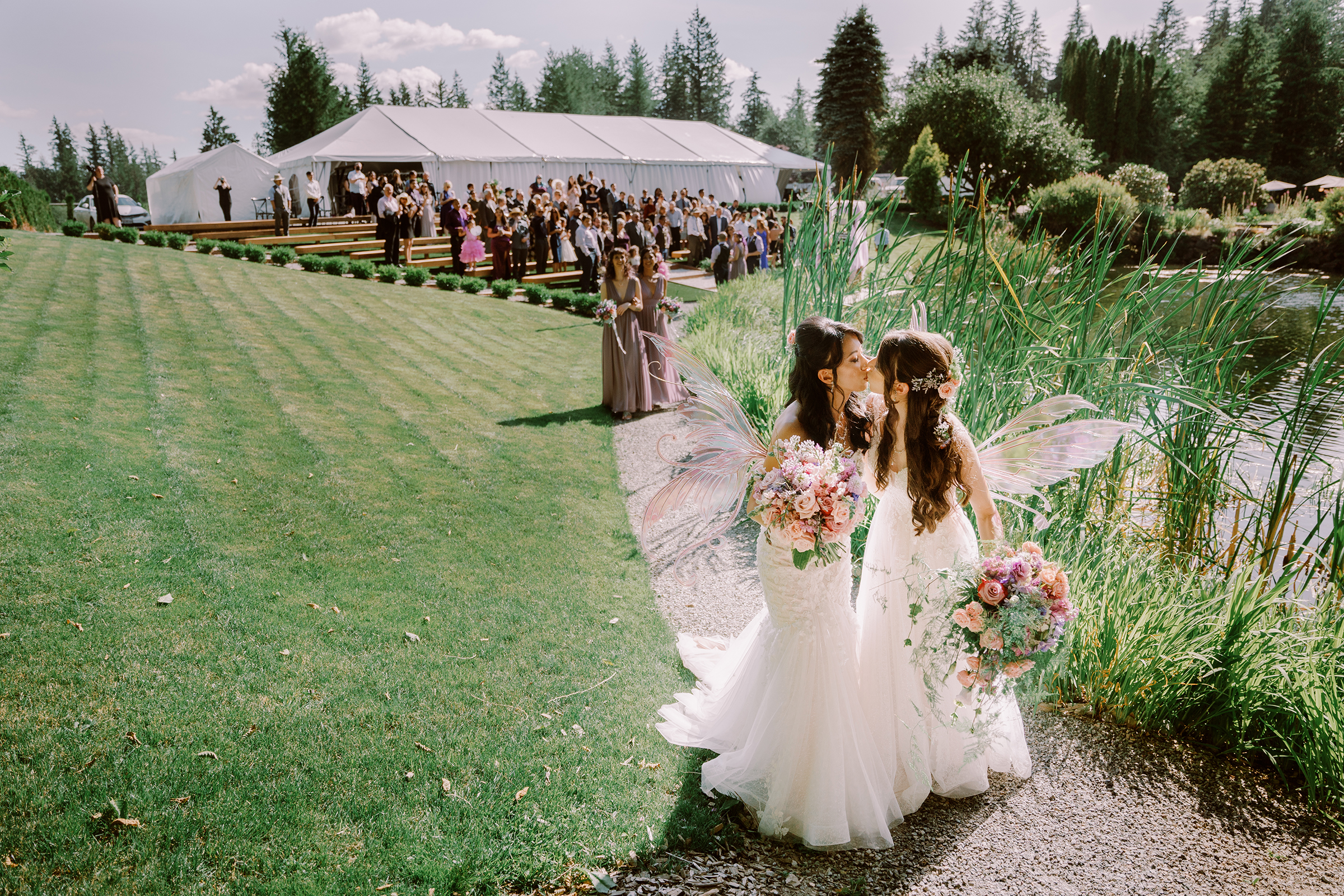 Megan and Erika's wedding ceremony at Graybridge Venue, Snohomish WA