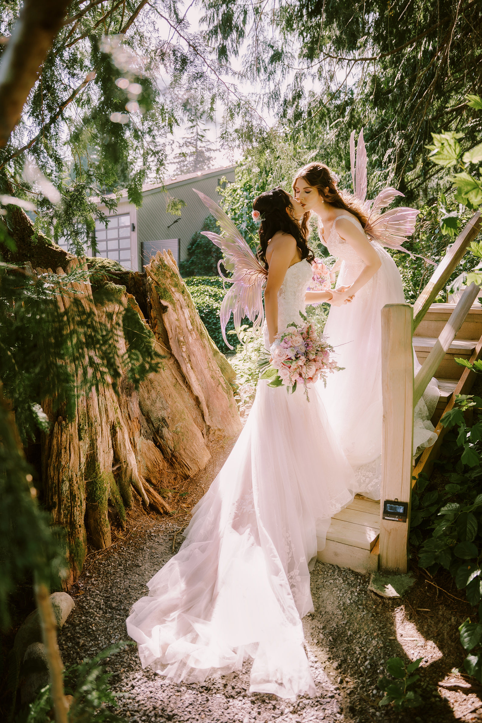 Megan and Erika's wedding photos at Graybridge Venue in Snohomish WA, summer 2022