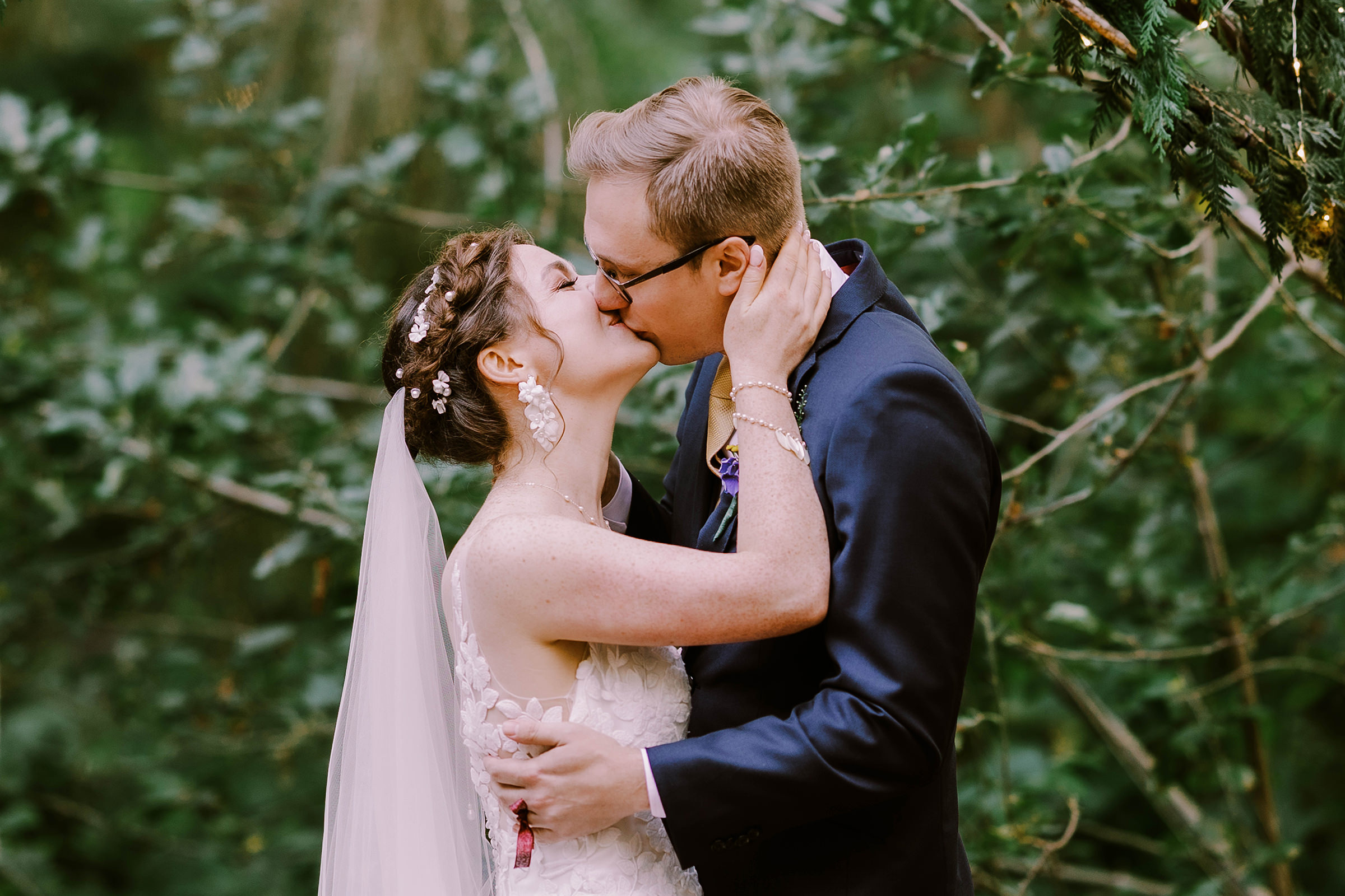 Annika and Sean seal their wedding with a kiss.